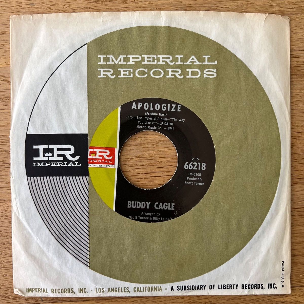 Dischi in vinile: Buddy Cagle - Apologize / 1. US-Press. 1967 – Usato da Gais venduto da soundcave57