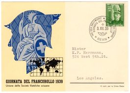 TdB 1939 - rare italienische Karte als Drucksache in die USA