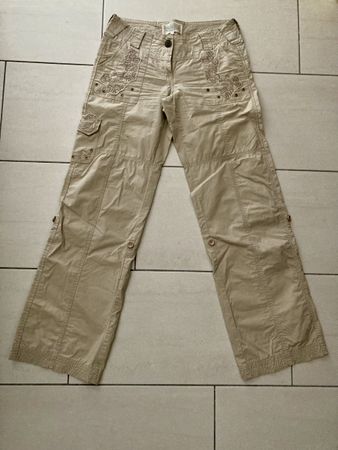 Vintage:  Hose beige Grösse S Baumwolle Stickerei