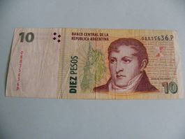 Argentinien 10 Pesos Geldschein - Manuel Belgrano, Top!