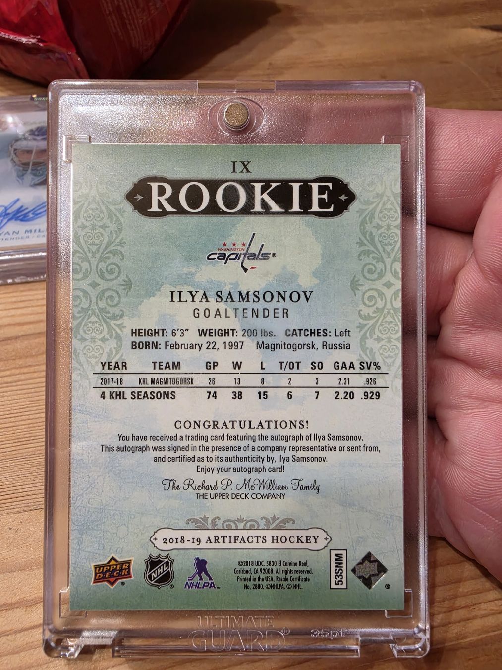 NHL Carte collezionabili: Ilya Samsonov Artifacts Auto 03/75 ROOKIE U0ER DECK – Nuovo (secondo la descrizione) da Boltigen venduto da Calagero 1