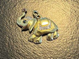 Kettenanhänger Elefant 750 Gold mit Diamanten