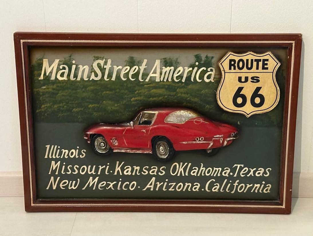 Posters & Illustrations: 3D Vintage Holz Bild Route 66 Corvette – D'occasion à Ried-Brig par V8_Andy