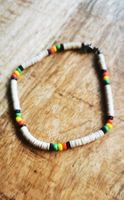 Surfer-Armband mit Kokosnuss- + Rastafari-Perlen, Armschmuck