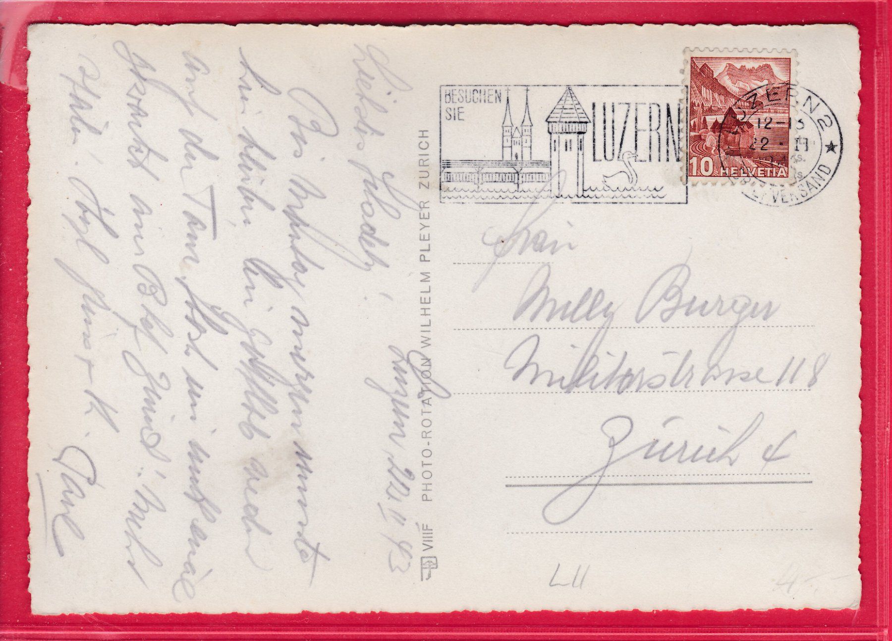 Cartoline postali: LUZERN, SEEBRÜCKE, 22.2.1943 – Usato da Oberrieden venduto da Gebirgsstelze 1