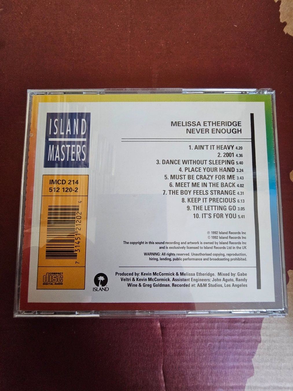 CDs: CD - Melissa Etheridge – Never Enough (Rock, 1992) – D'occasion à Biberist par Foolio0 1