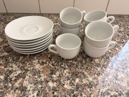espresso Set weiss 7 Tassen mit Unterteller gebraucht