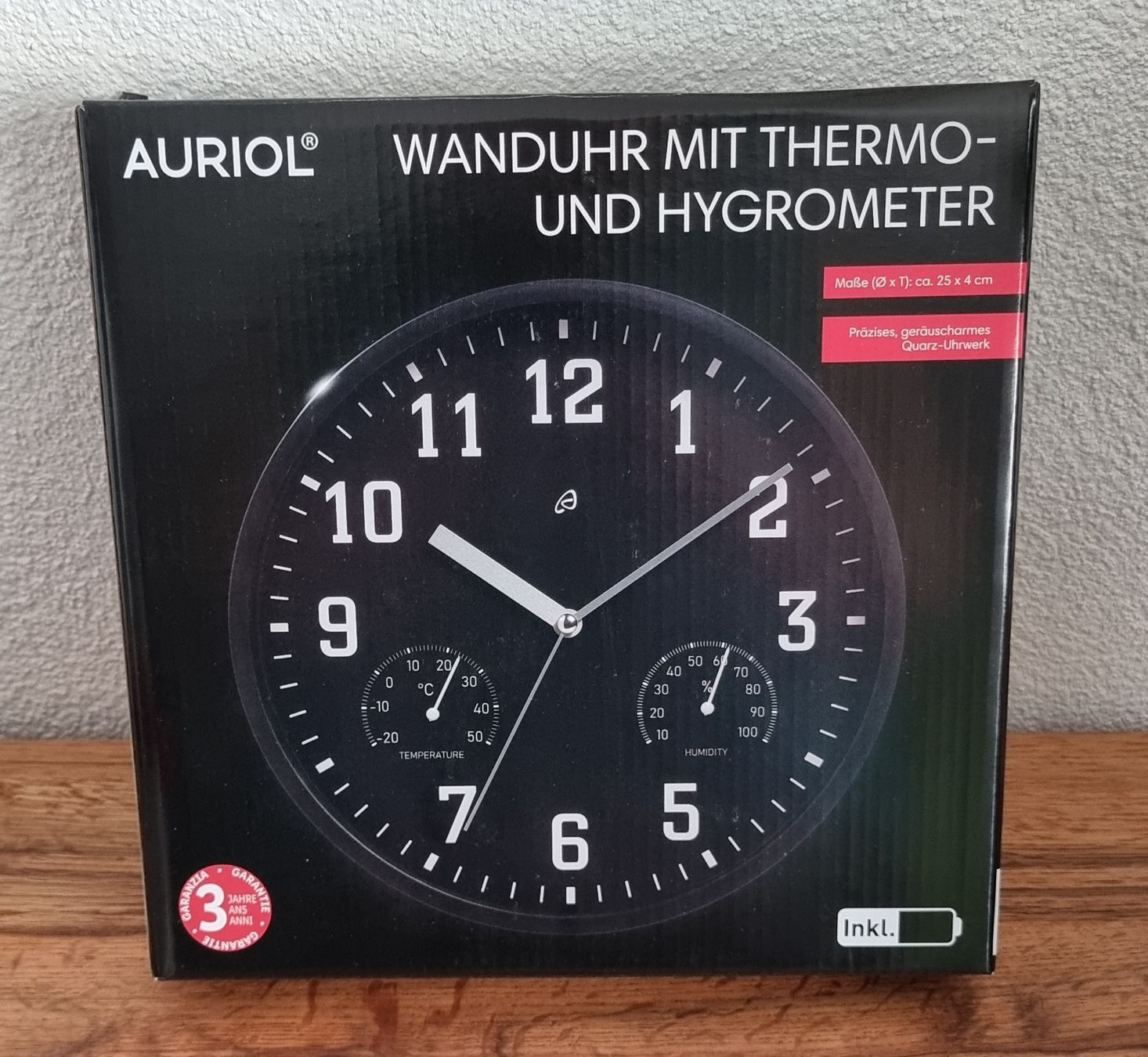 Orologi: AURIOL Wanduhr mit Thermo und Hygrometer – Nuovo e nell'imballaggio originale da Frauenfeld venduto da Bleeddragon