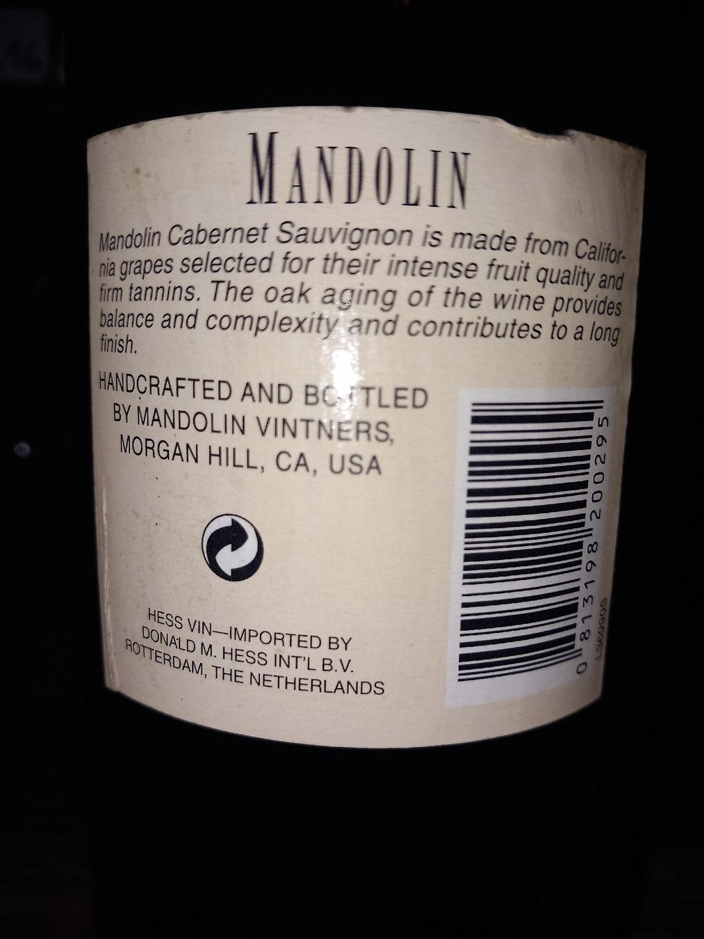 Wein: Mandolin Cabernet-sauvignon California 1999 – Neu und originalverpackt aus Le locle von juliensaran 1