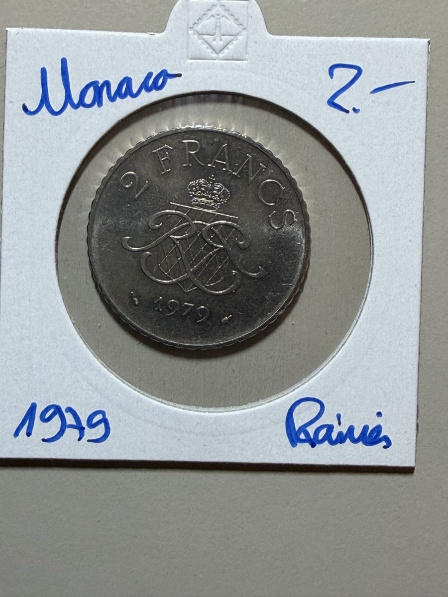 Tutti le monete: Monaco - 2 francs - 1979 - Rainier  – Usato da Payerne venduto da Mike1682