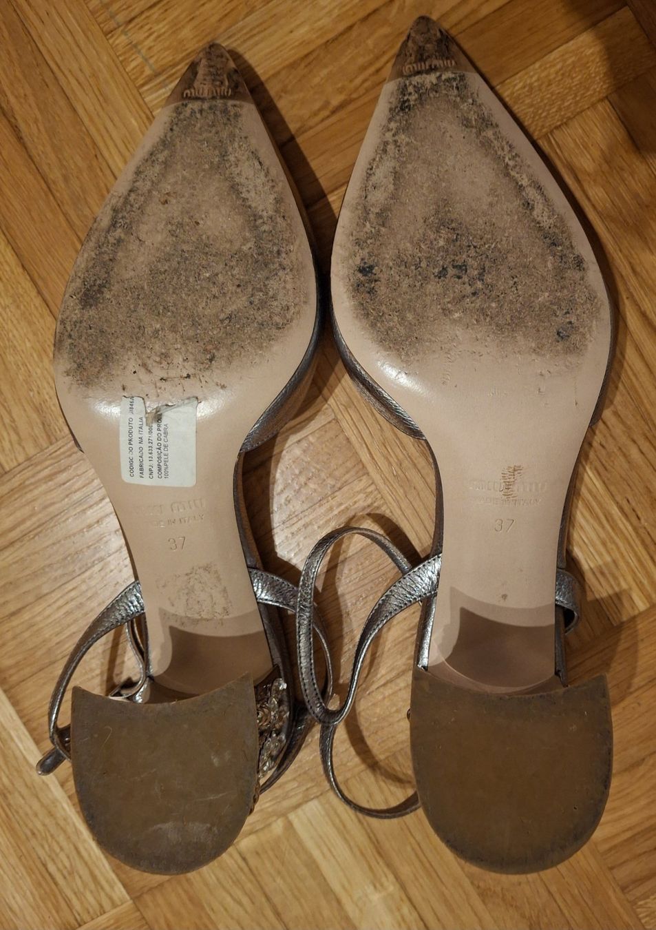 Miu Miu Scarpe da donna: MIU MIU silver leather slingback pumps embellished crystals – Usato da Gersau venduto da syl_5dsz 9