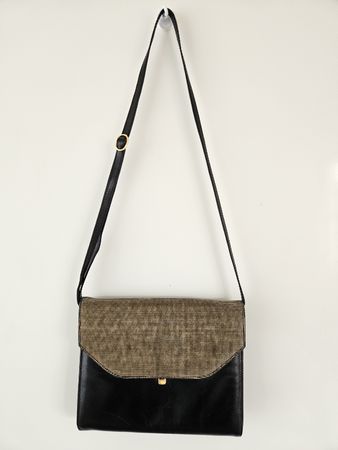 Elegante Vintage Handtasche, Schwarz/Braun, Made in Swiss