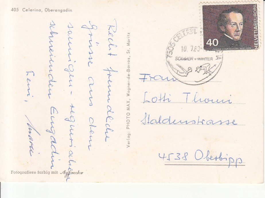 Cartoline postali: Celerina 1980 – Usato da Bürglen TG venduto da StampGraf 1