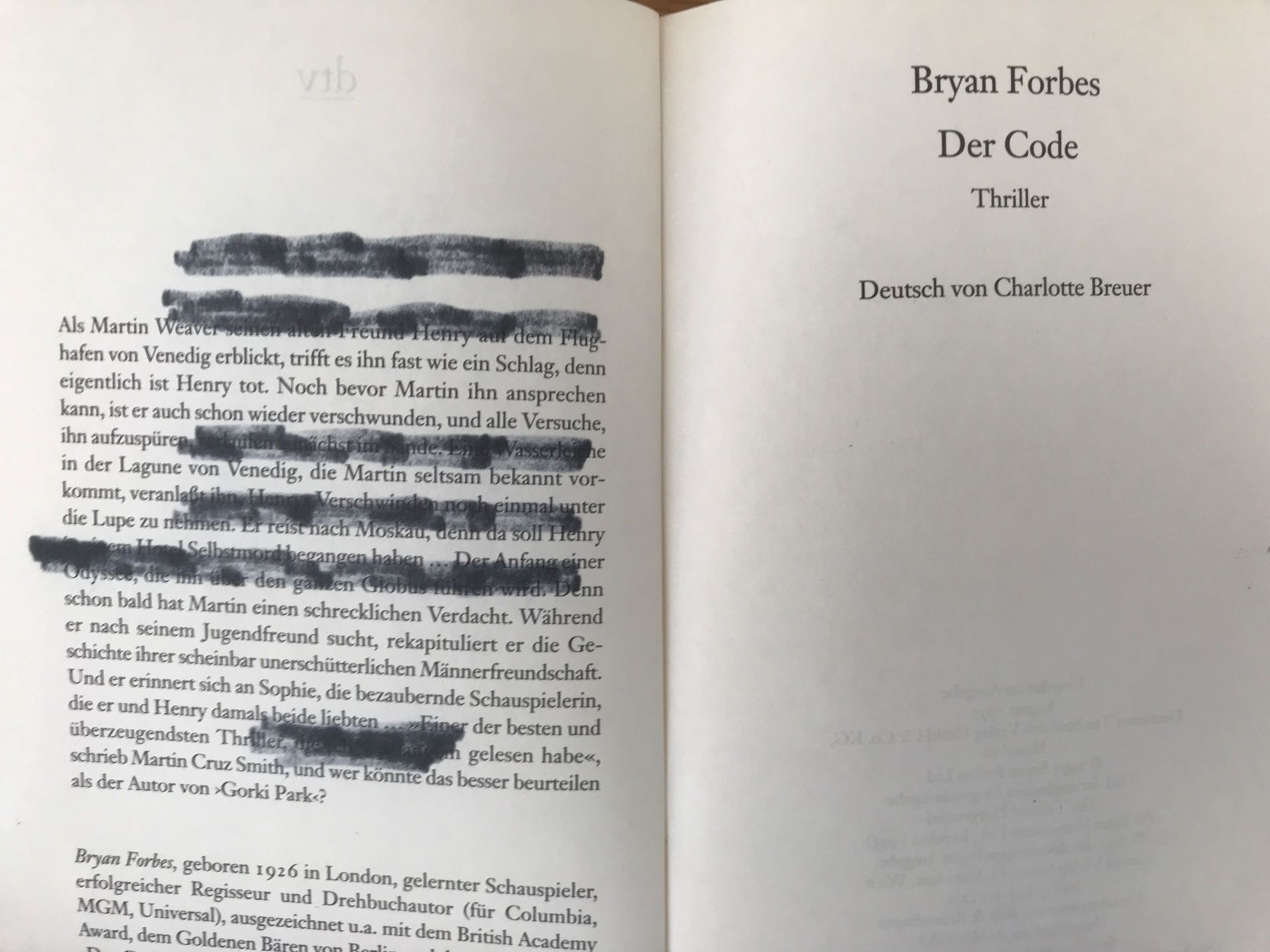 Livres: Bryan Forbes - Der Code – D'occasion à Eglisau par felix_ch 4