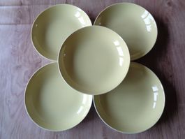 5 LILIEN PORZELLAN TELLER  GELB VINTAGE