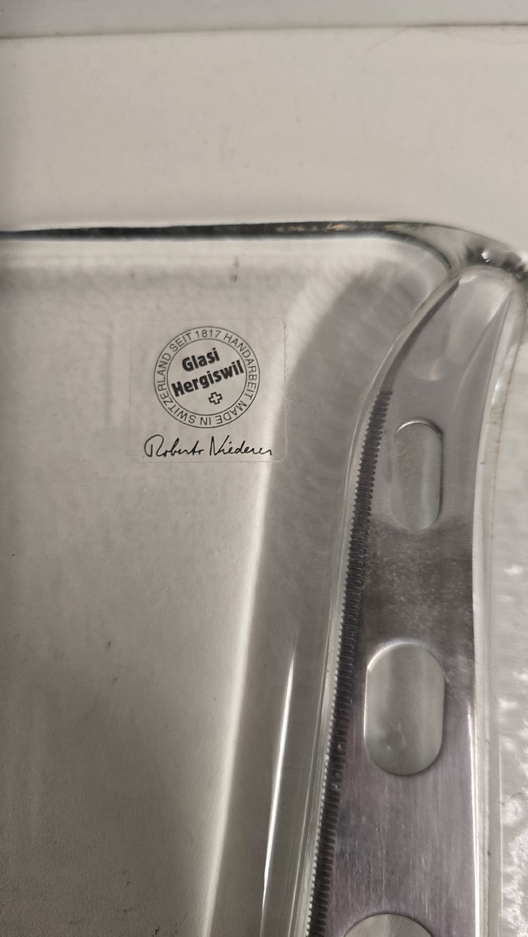 Glasi Hergiswil Piatti di portata: Servierplatte mit Messer Glasi Hergiswil – Usato da Tuggen venduto da Santasbag 1