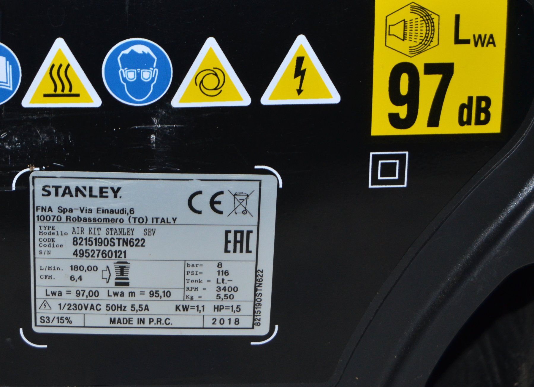 Stanley Compressori: Stanley 1.5 HP 8 Bar Kompressor / Air compressor – Usato da Collonges venduto da arashee 2