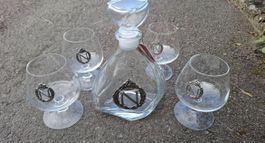 Carafe et verres décoratifs Napoléon lot de 4 pièces verr...