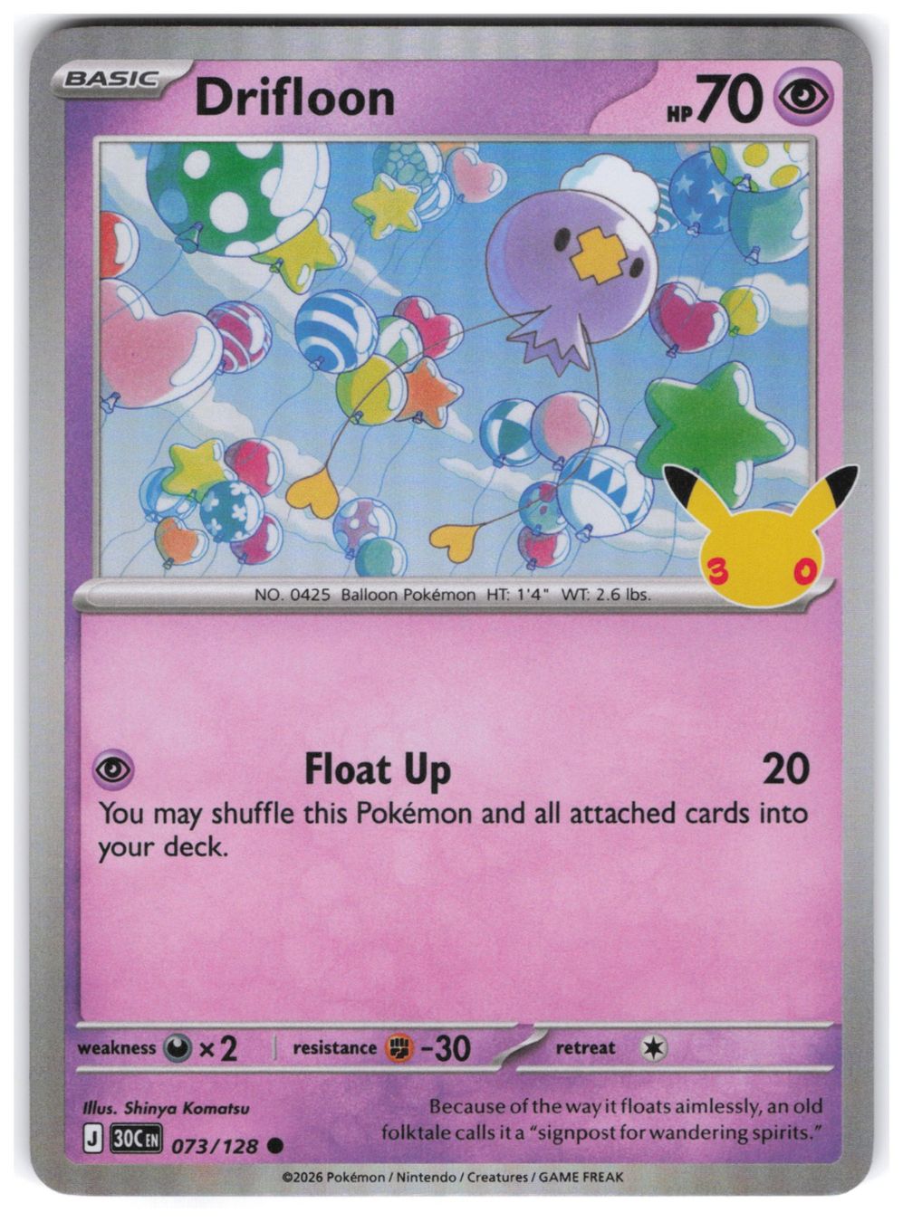 Pokémon Carte collezionabili: Drifloon / Driftlon / 30th Celebration / 30C 073 – Nuovo (secondo la descrizione) da Arni AG venduto da PokemonCardsStore
