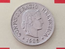 10 Rappen 1938 Ni, vz, nur 1,0 Mio!