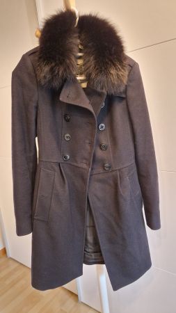 Burberry Damen Wollmantel mit Pelzkragen