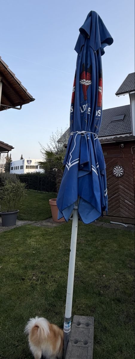 Feldschlösschen Ombrelloni: Grosser Sonnenschirm Feldschlösschen – Usato da Studen BE venduto da FLURIBOY1 1