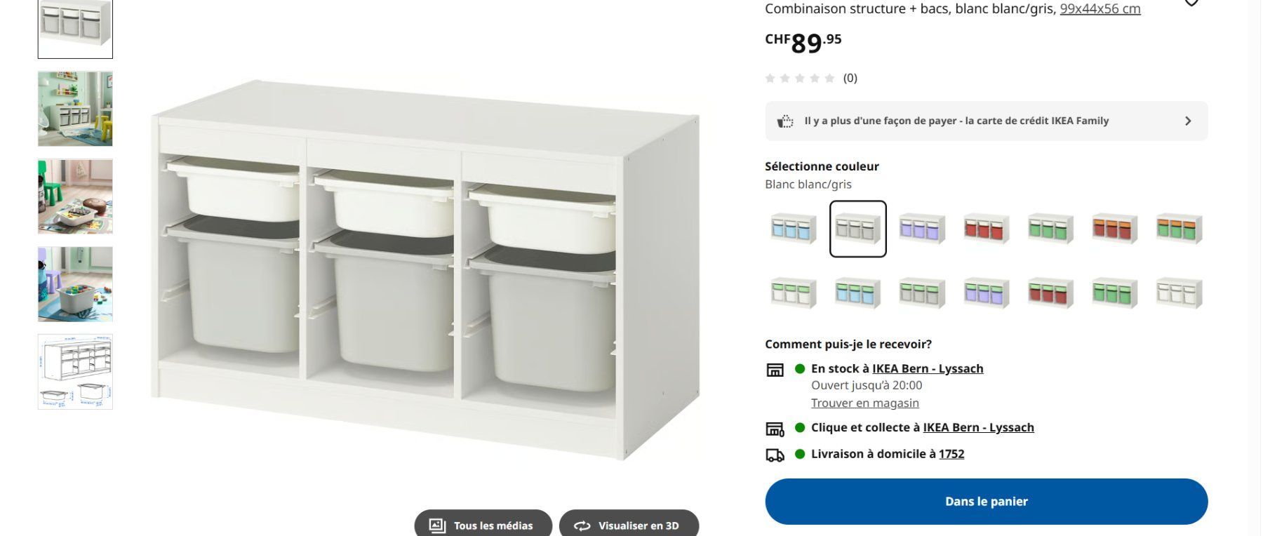 Ikea Cassettiere: 2 x Trofast Combinaison structure + bacs, blanc blanc/gris – Nuovo (secondo la descrizione) da Cordast venduto da Ancm