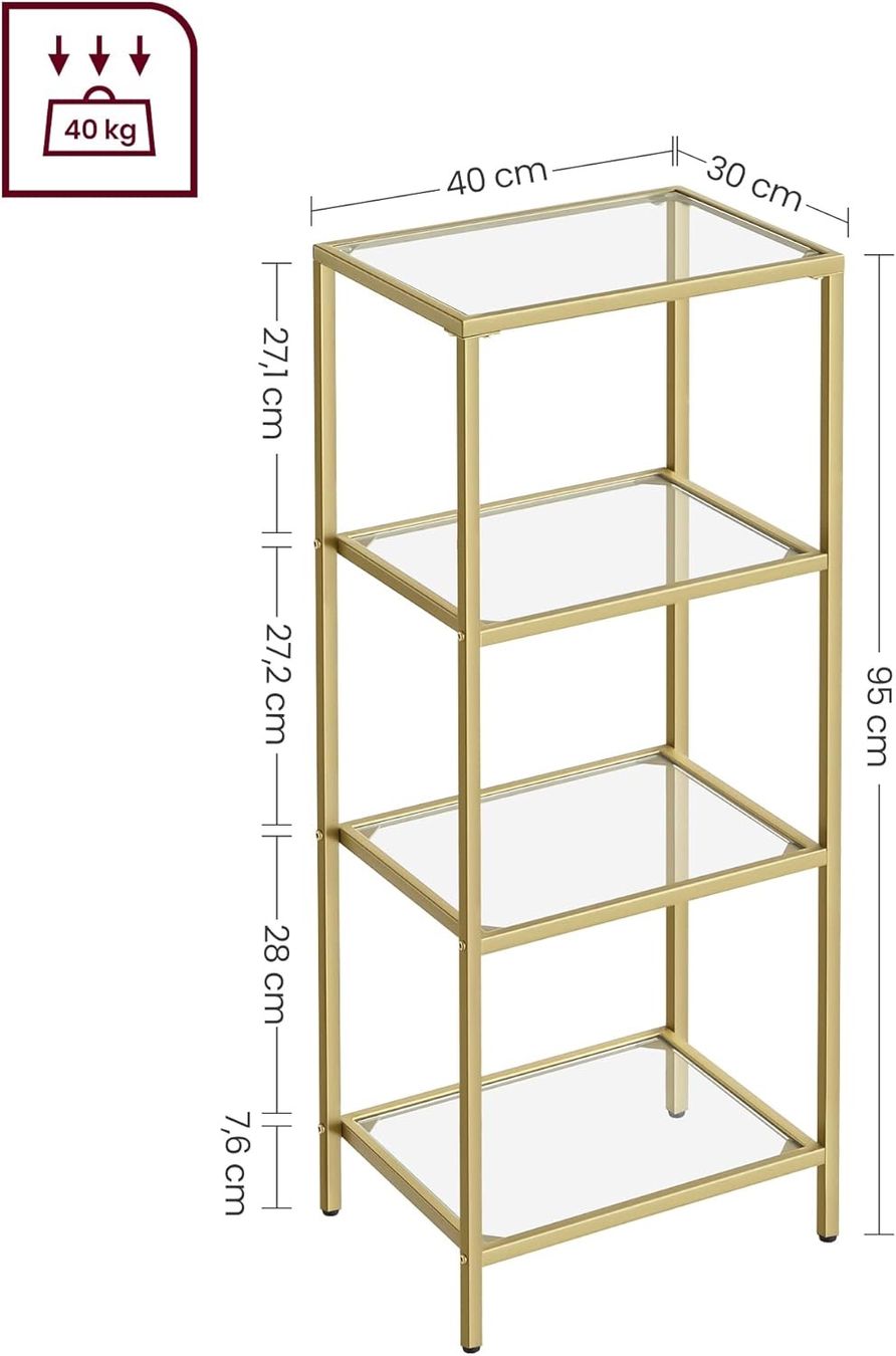 Scaffali: Glasregal mit vier goldfarbenen Ablagen – Nuovo e nell'imballaggio originale da Lopagno venduto da CLep 2