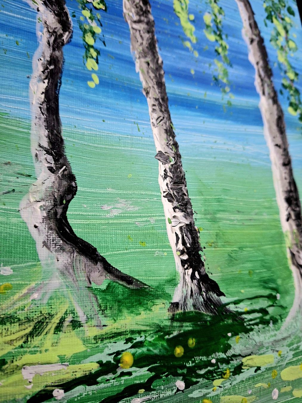 Dipinti: Original Acryl Gemälde 30x24cm Birkenwald  Handgemalt – Nuovo e nell'imballaggio originale da Rovio venduto da POSITIFFARTandPLANTS 5