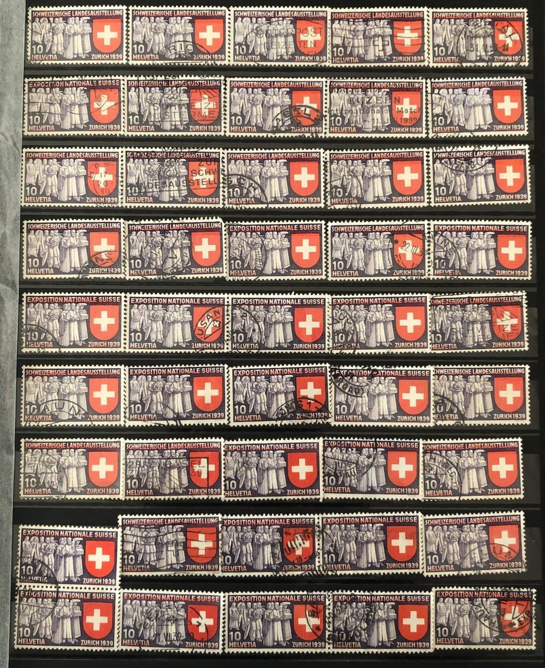 Tutti i francobolli: Nr.219 mit Stempel 45 Stück – Usato da Aarau venduto da Billa007