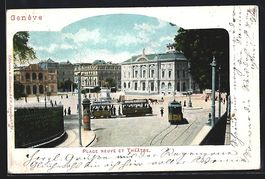 Geneve, Strassenbahn am Theater auf dem 