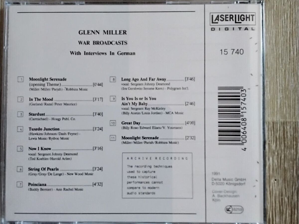 CD: Glenn Miller - War Broadcasts                        ©'1991 – Usato da St.Gallen venduto da elk2023 1