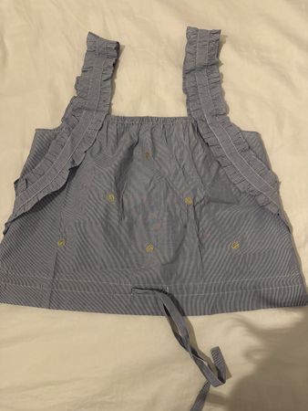 Blaues Sommertop mit Rüschen Gr. 40