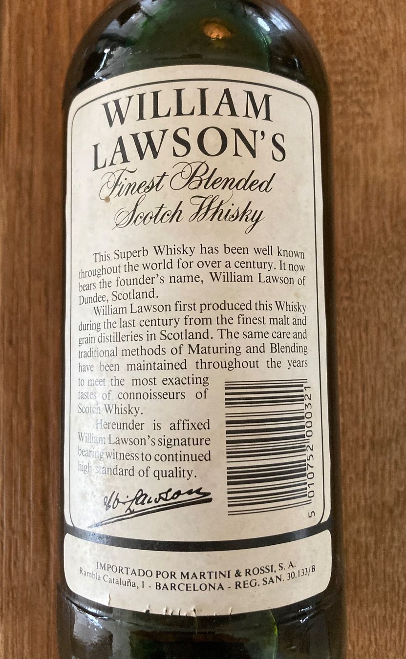 Spirituosen: William Lawsons Scotch Whisky von ca 1985 – Neu (gemäss Beschreibung) aus Roggwil BE von Maui2000 2