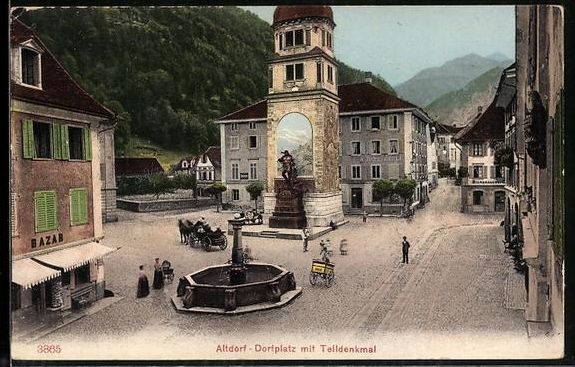 Cartes postales: AK Altdorf, Marktplatz mit Telldenkmal – D'occasion à Berlin par bartko-reher