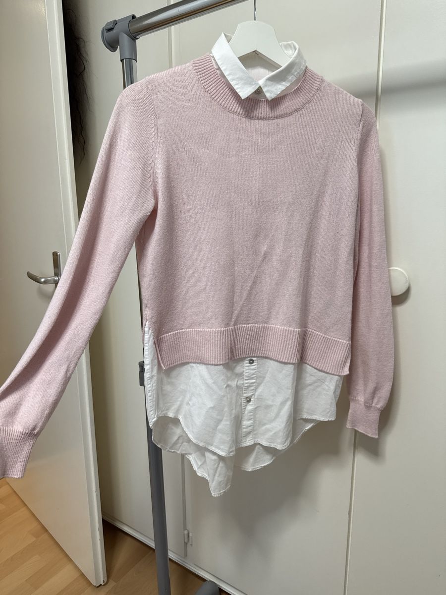 H&M Maglioni & Felpe: Rosa Pullover mit Hemdeinsatz, Grösse XS – Usato da Thun venduto da tat_zb9b