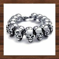 NEU: Totenkopf Edelstahl Armband Armkette Herrenarmband