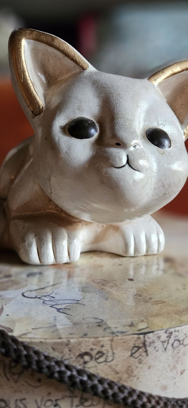 Tutte le decorazioni: Chat mignon en céramique blanche et or - Déco – Usato da Rive Haute(Liddes) venduto da carole2014 1