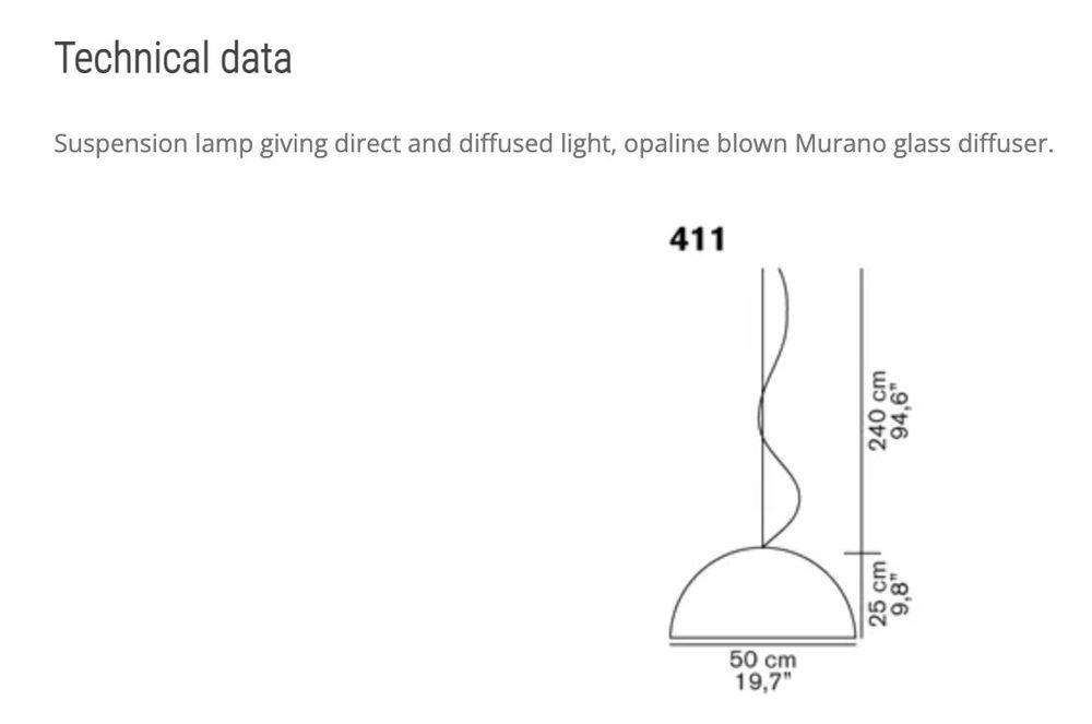 Oluce Lustres & lampes de plafonds: Pendelleuchte Sonora von Oluce in Opalglas | 50cm – D'occasion à Zürich par Soschi-25 6