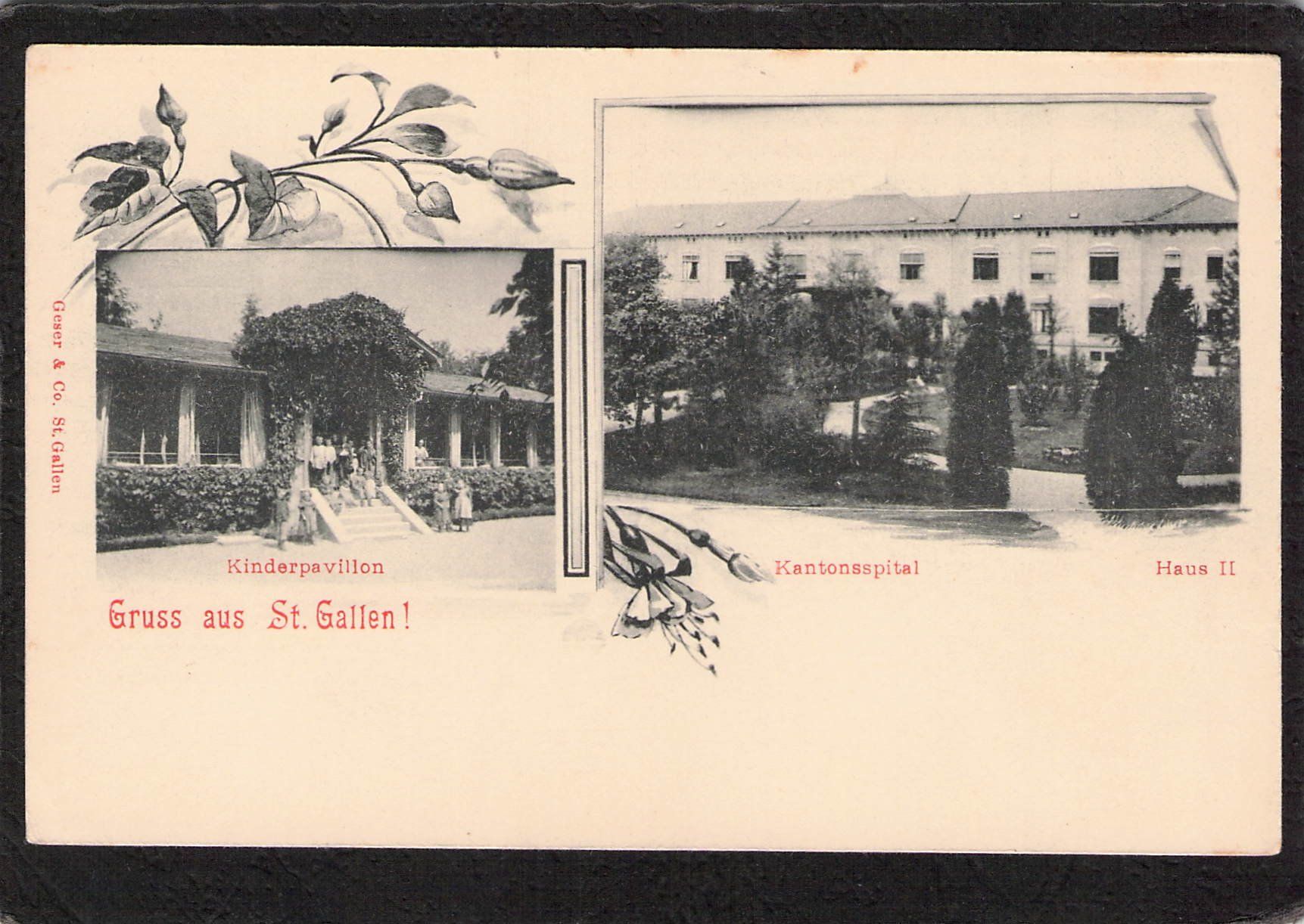 Cartoline postali: Lichtdruck: St. Gallen , Kantonsspital – Usato da Reichenburg venduto da Pipo-67