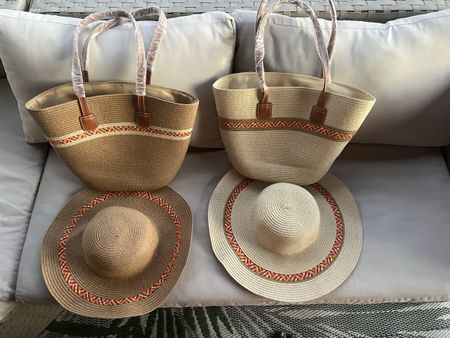 2 Strandtaschen mit Sonnenhut Set neu in zwei Farben