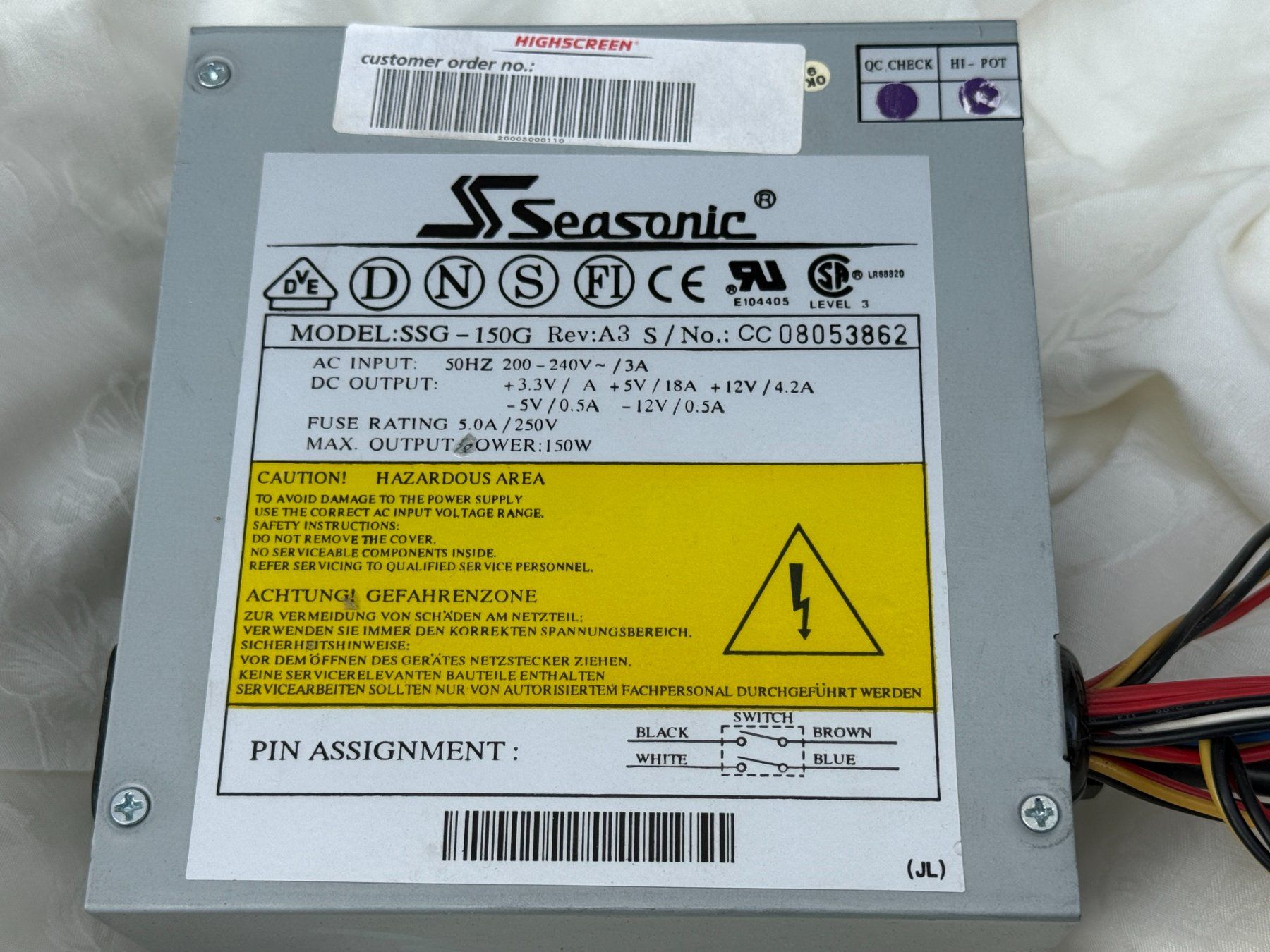 Seasonic PC: Seasonic SSG-150G Computer-Netzteil – Usato da Vacallo venduto da cri_229f 1