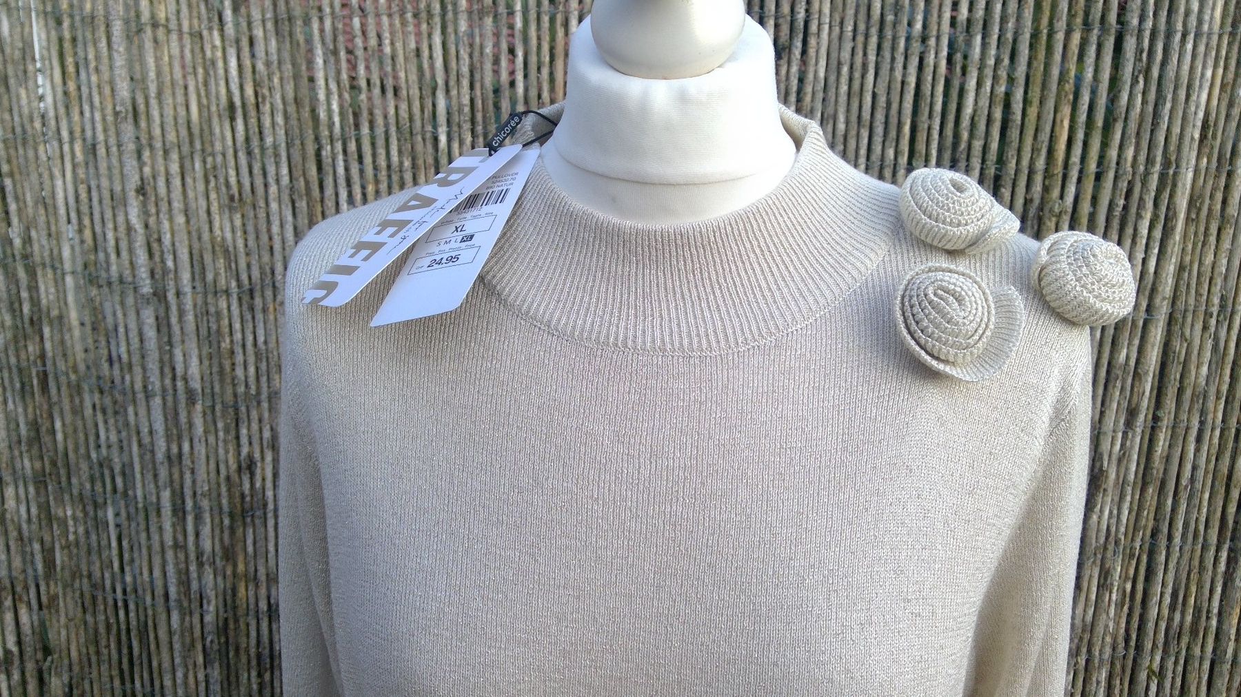 Maglioni & Felpe: Pullover beige doré 3x fleurs CHICOREE, taille XL, NEUF – Nuovo e nell'imballaggio originale da Agiez venduto da chouchanelle 2