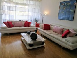 Schubiger Ledersofa weiss 3-Sitzer und 2-Sitzer, gebraucht