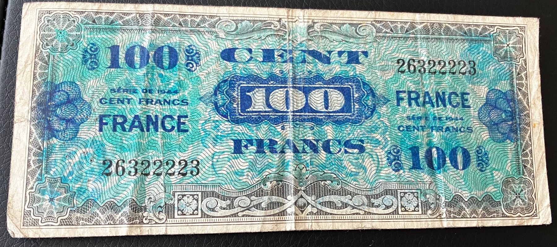 Banconote: Frankreich 100 Francs 1944 – Usato da Algetshausen venduto da Carrhard