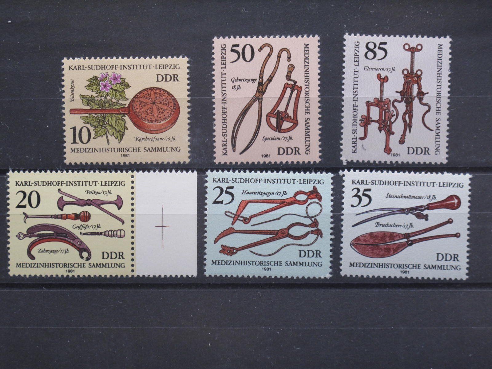 Tutti i francobolli: DDR 1981 Medizinhistorische Sammlung ** – Usato da Wil SG venduto da fva01