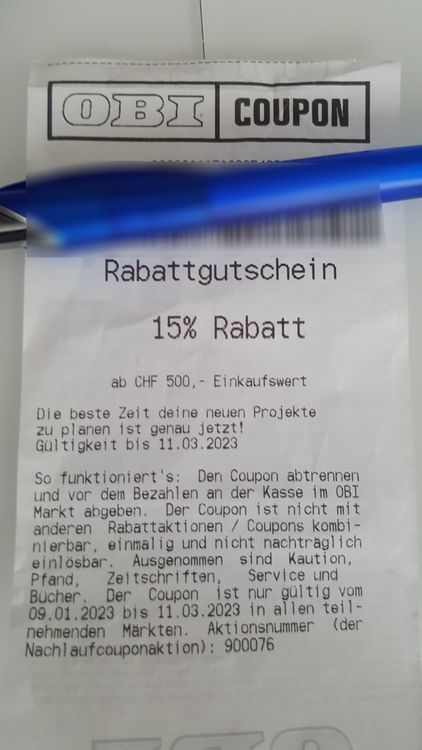 Gutschein 15% OBI | Kaufen auf Ricardo