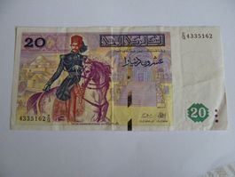 Banknote Tunesien 20 Dinar 1992, P-88, Zustand gebraucht
