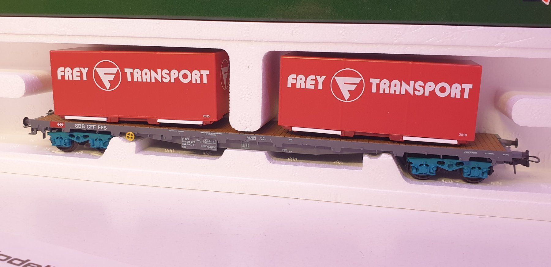 Hag Trains électriques: Hag SBB  Flachwagen Frey Transport 392 – Neuf avec emballage d'origine à Neuenhof par ludovicco 5