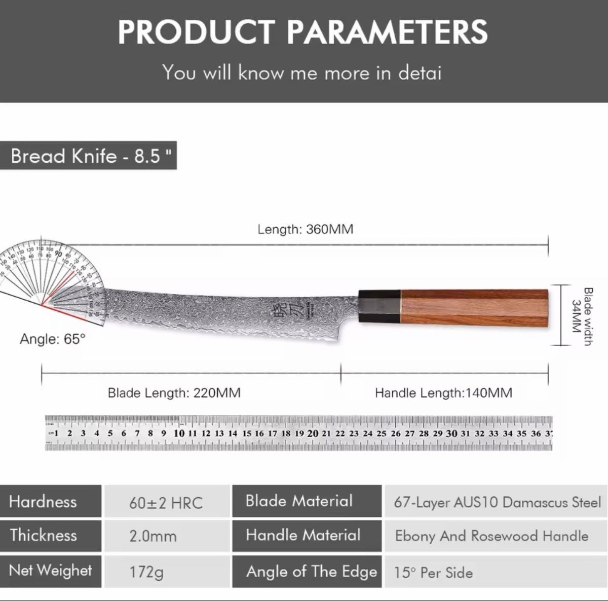 Coltelli da cucina: Damast Brotmesser – Nuovo (secondo la descrizione) da Arbon venduto da clothes187 1